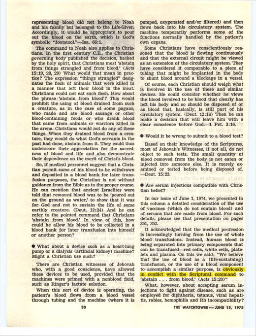 The Watchtower, June 15, 1978, "Questions From Readers," p. 30
