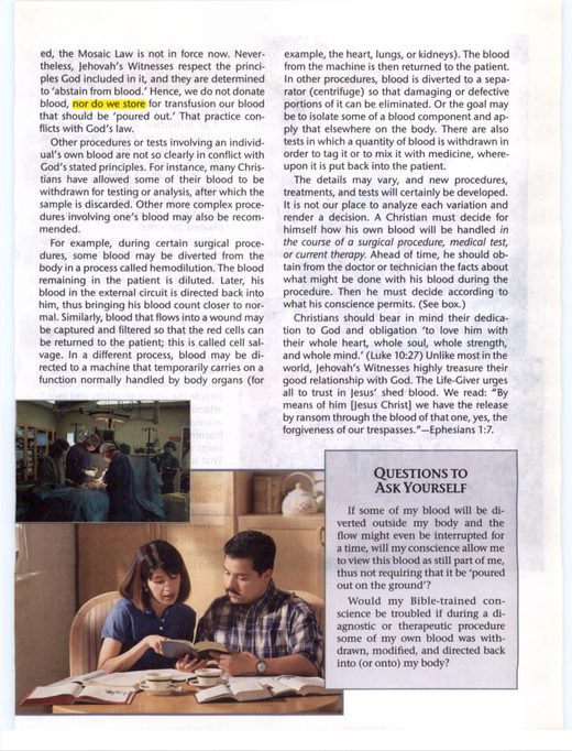 The Watchtower, October 15, 2000, "Questions From Readers," p. 31